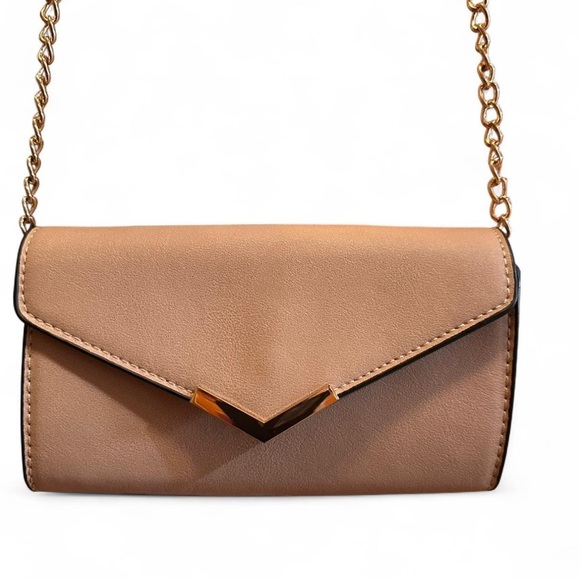 Pink Envelope Clutch Purse with Gold Chain Strap - Picture 1 of 6